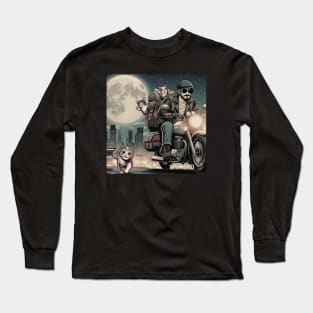 Roaming Riders: Motorbiker Cat Dad Adventure Long Sleeve T-Shirt